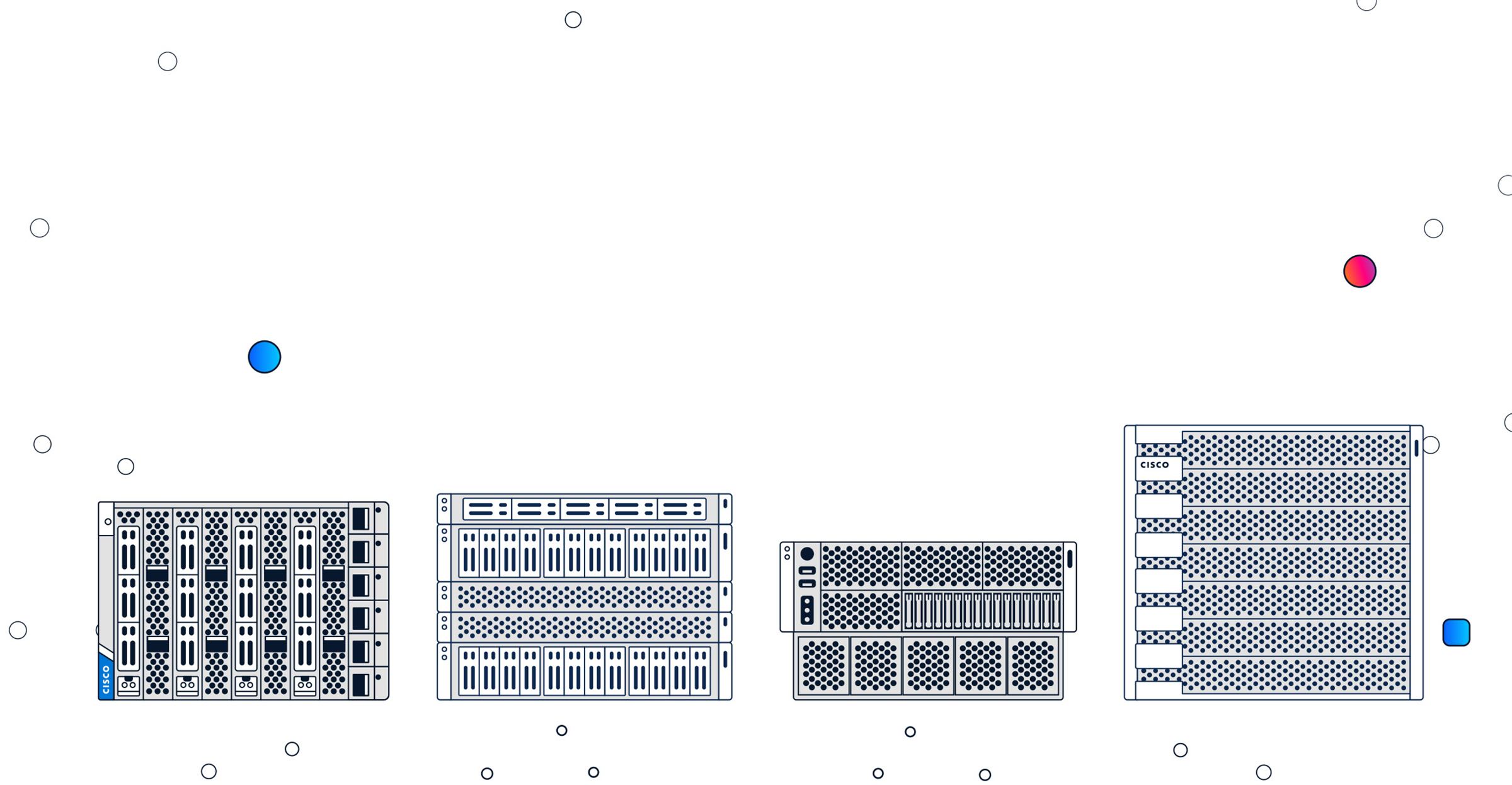 Drawing of four servers, two with a ‘Cisco’ label