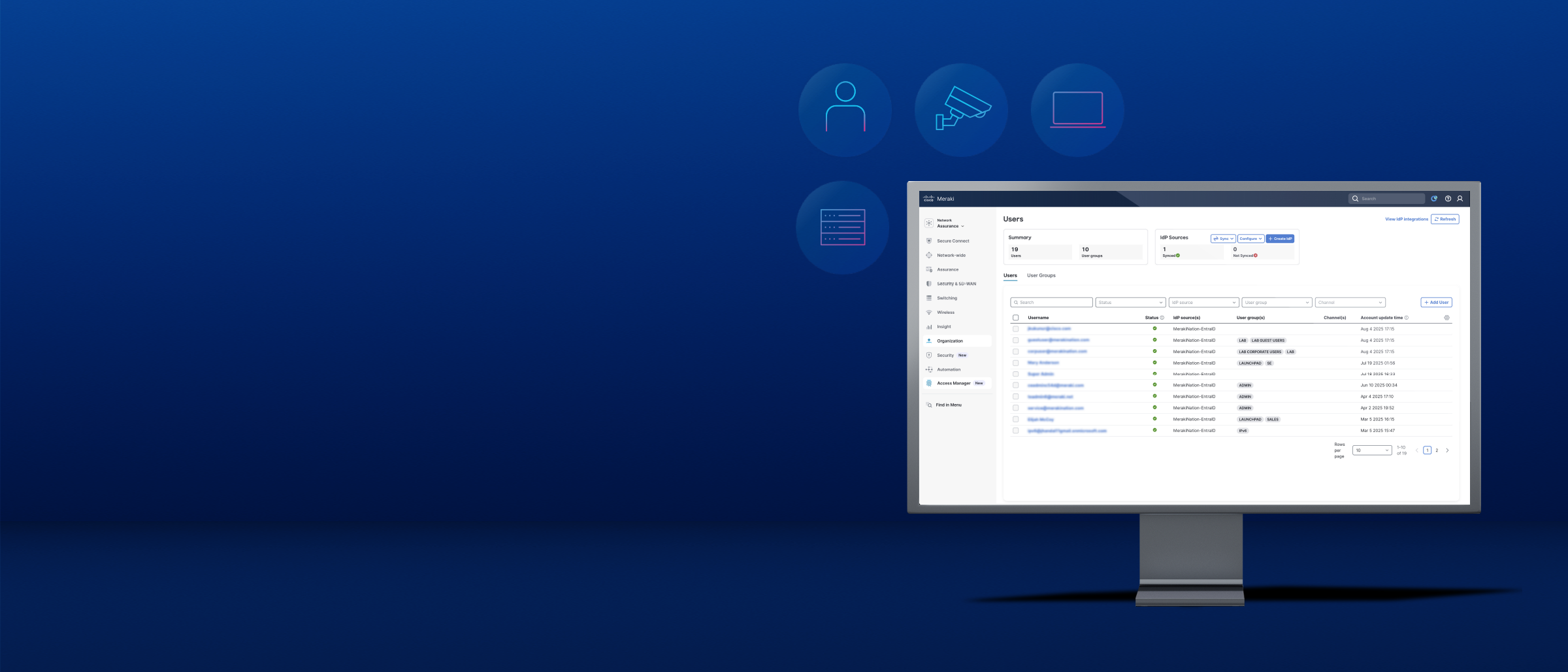 Cisco Access Manager identity-based network security dashboard