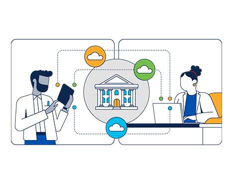 Illustration of bankers collaborating