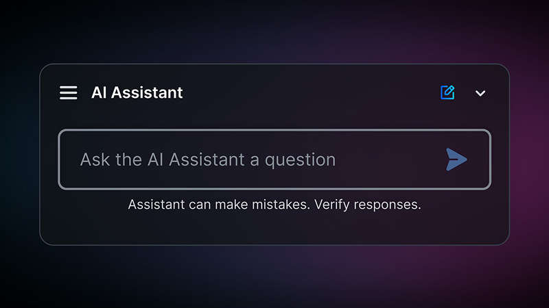 Cisco AI Assistant search bar saying, ‘Ask the AI Assistant a Question, and a note 'Assistant can make mistakes, verify responses.':