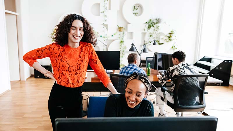 Modern office with collaborative workspace