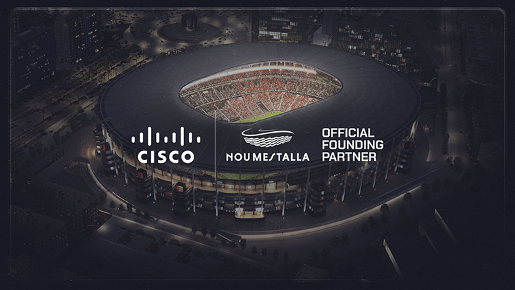 Logos for Cisco, Nou Mestalla, Official Founding Partner
